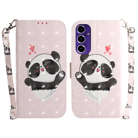For Samsung Galaxy A16 5G / A16 4G Case Pattern Printing Leather Wallet Phone Cover - Love Heart Panda