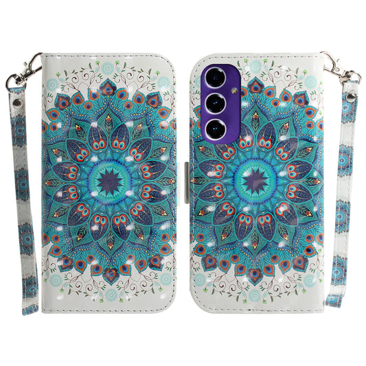 For Samsung Galaxy A16 5G / A16 4G Case Pattern Printing Leather Wallet Phone Cover - Peacock Wreath