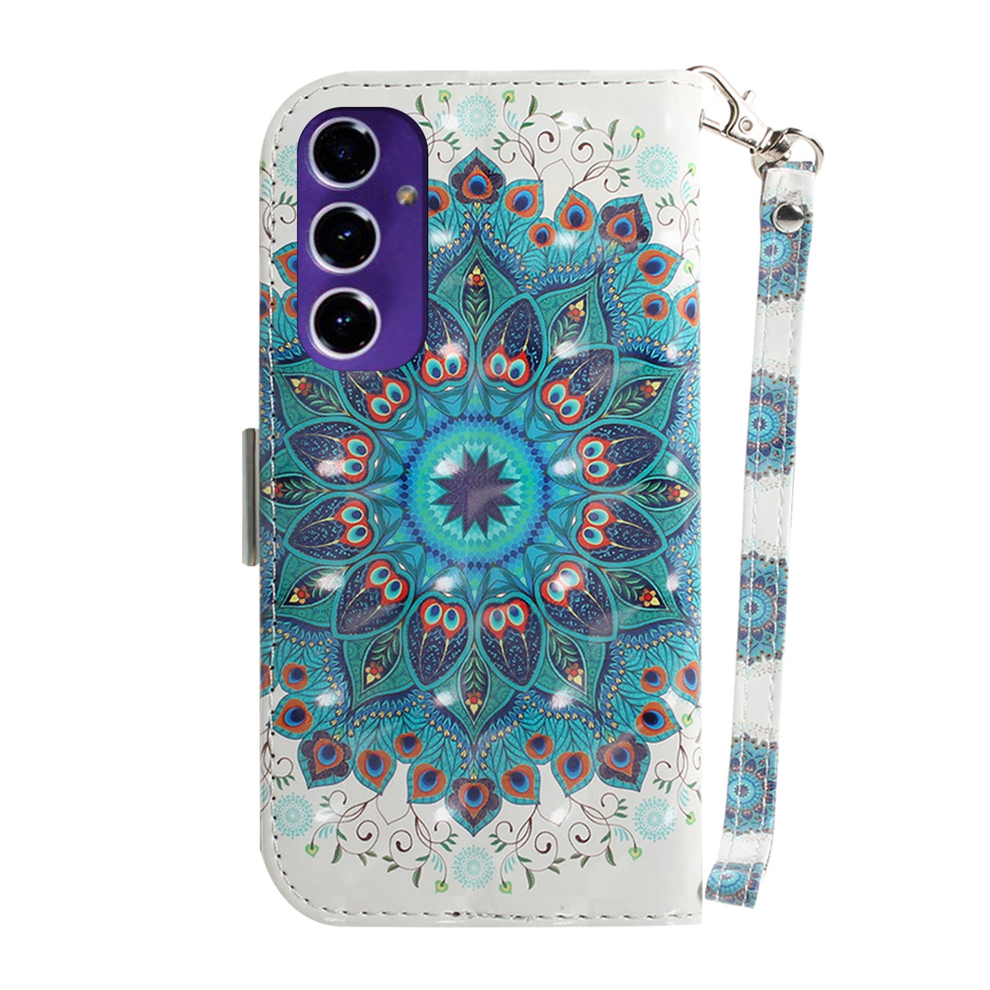 For Samsung Galaxy A16 5G / A16 4G Case Pattern Printing Leather Wallet Phone Cover - Peacock Wreath