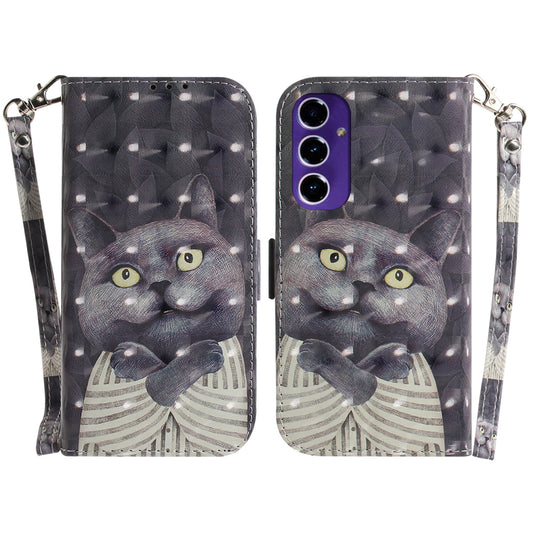 For Samsung Galaxy A16 5G / A16 4G Case Pattern Printing Leather Wallet Phone Cover - Embracing Cat