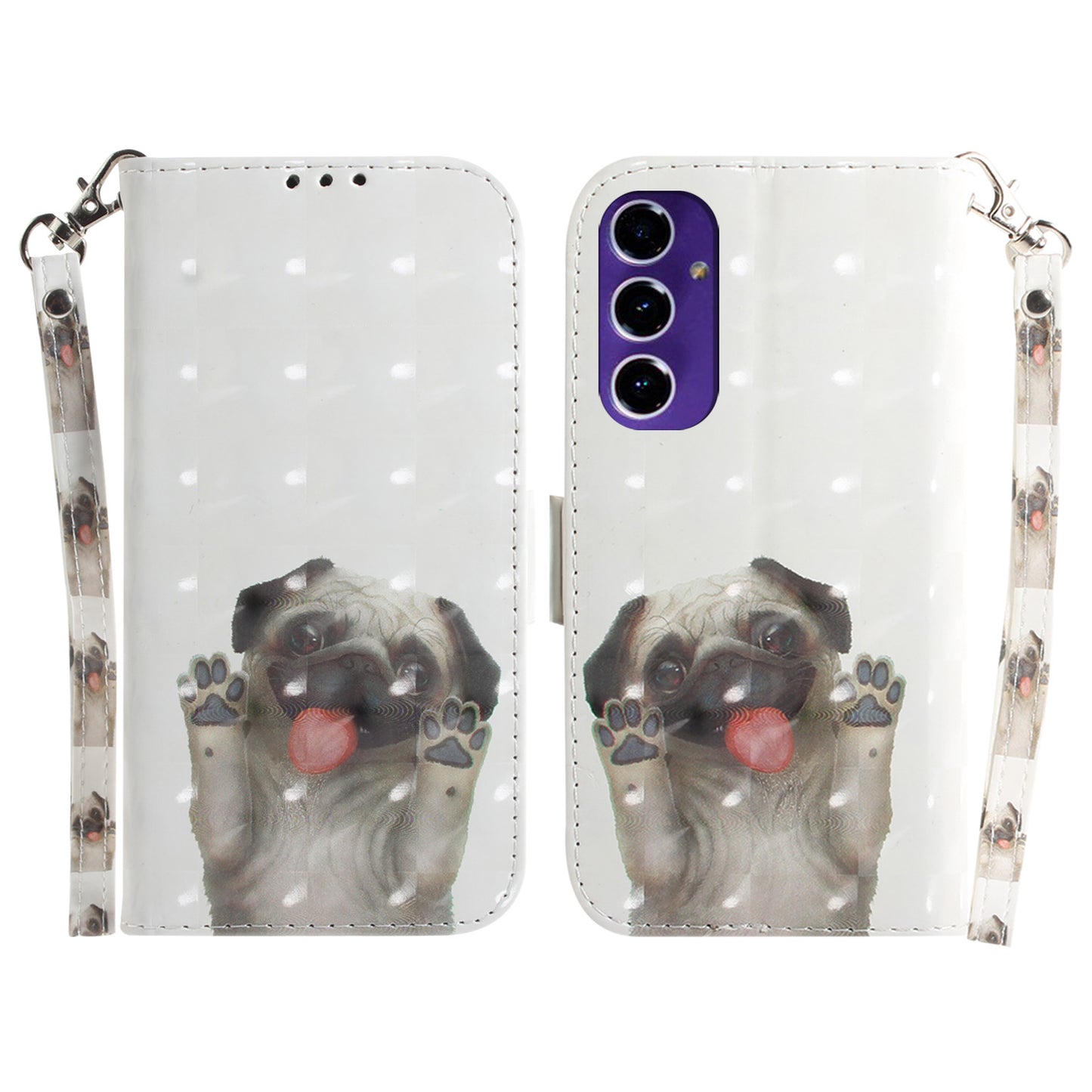 For Samsung Galaxy A16 5G / A16 4G Case Pattern Printing Leather Wallet Phone Cover - Pug
