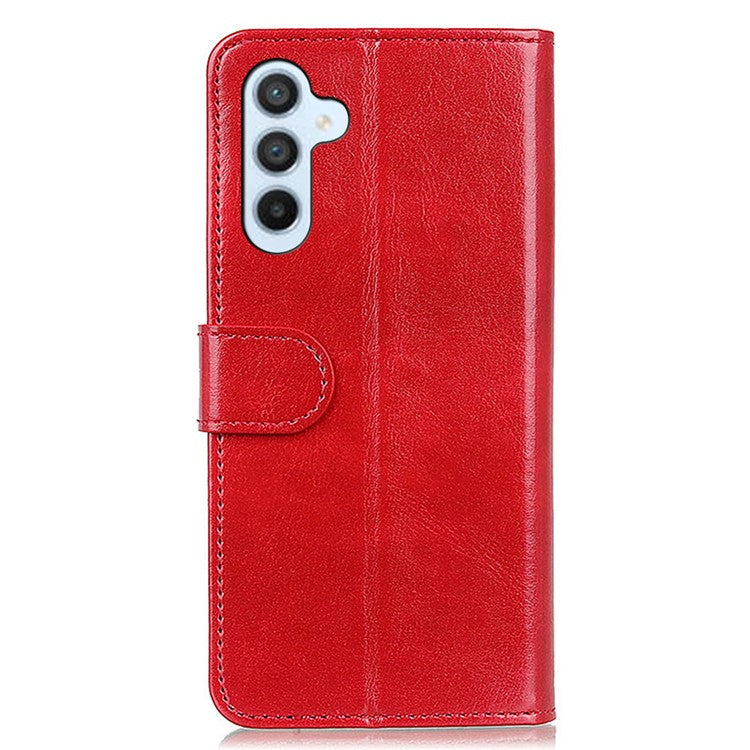 For Samsung Galaxy M35 5G Case Crazy Horse Texture PU Leather Phone Stand Cover - Red