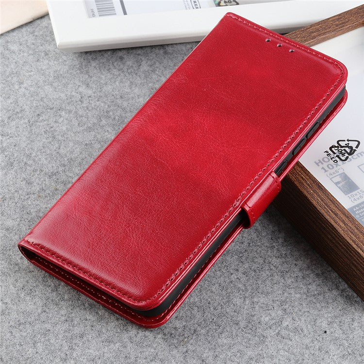 For Samsung Galaxy M35 5G Case Crazy Horse Texture PU Leather Phone Stand Cover - Red