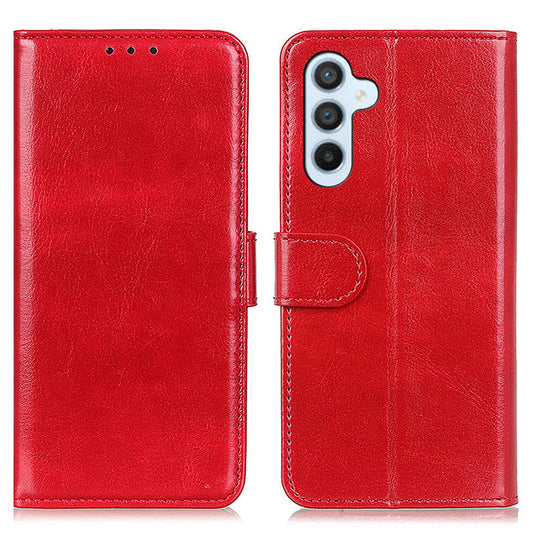 For Samsung Galaxy A16 5G / A16 4G Case Crazy Horse Texture PU Leather Phone Stand Cover - Red