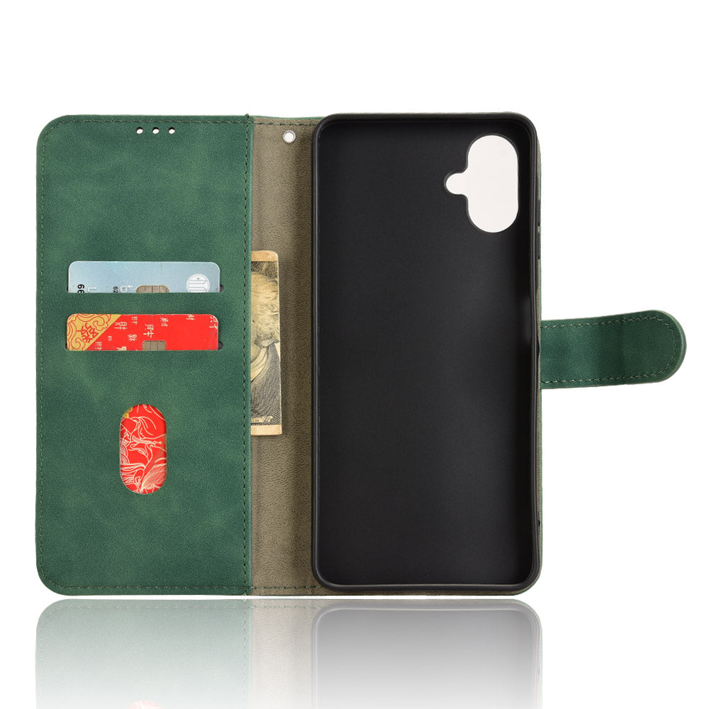 For Samsung Galaxy A06 Leather Case Skin-Feel Anti-Drop Wallet Flip Phone Cover - Green