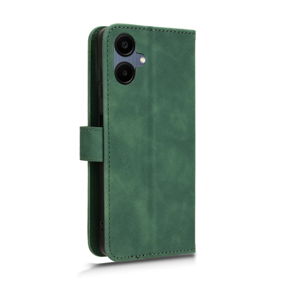 For Samsung Galaxy A06 Leather Case Skin-Feel Anti-Drop Wallet Flip Phone Cover - Green