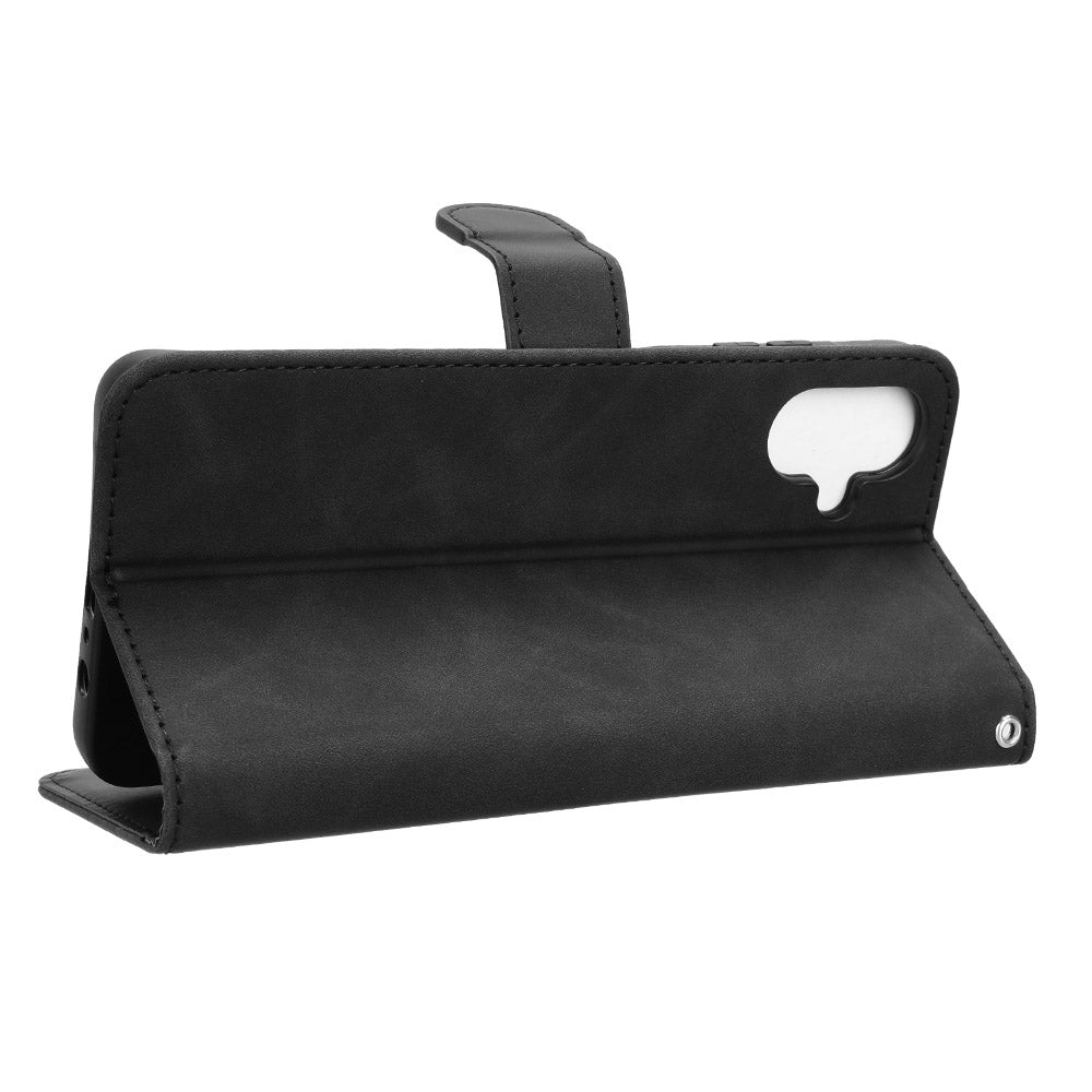 For Samsung Galaxy A06 Leather Case Skin-Feel Anti-Drop Wallet Flip Phone Cover - Black