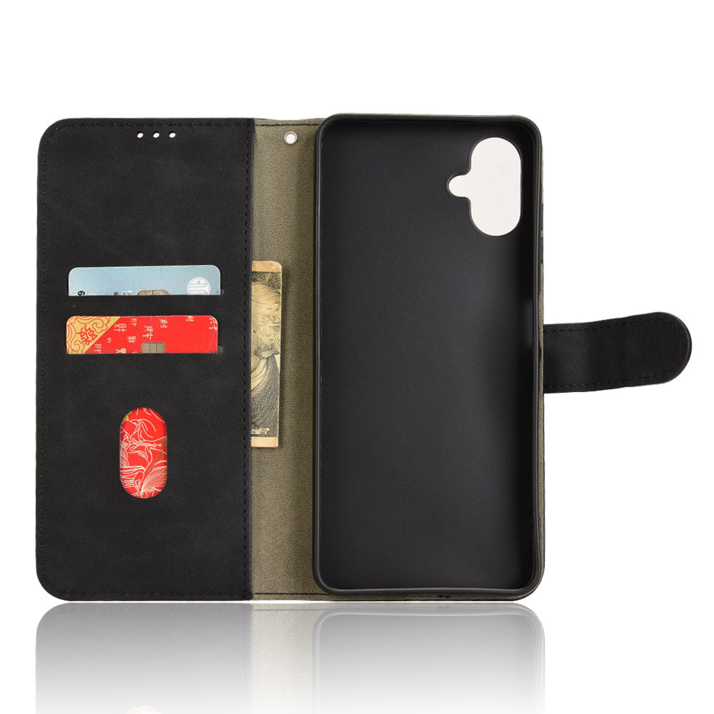 For Samsung Galaxy A06 Leather Case Skin-Feel Anti-Drop Wallet Flip Phone Cover - Black