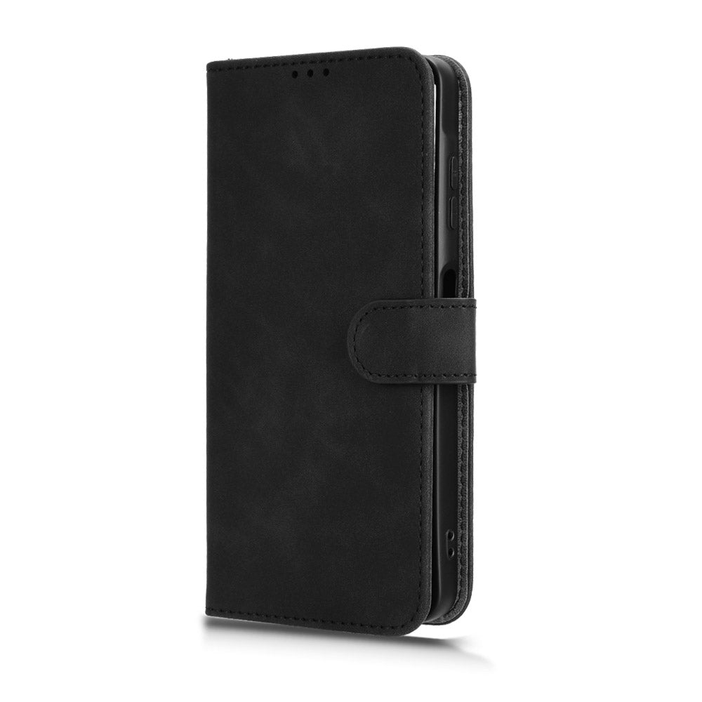 For Samsung Galaxy A06 Leather Case Skin-Feel Anti-Drop Wallet Flip Phone Cover - Black