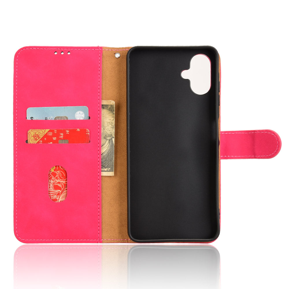 For Samsung Galaxy A06 Leather Case Skin-Feel Anti-Drop Wallet Flip Phone Cover - Rose