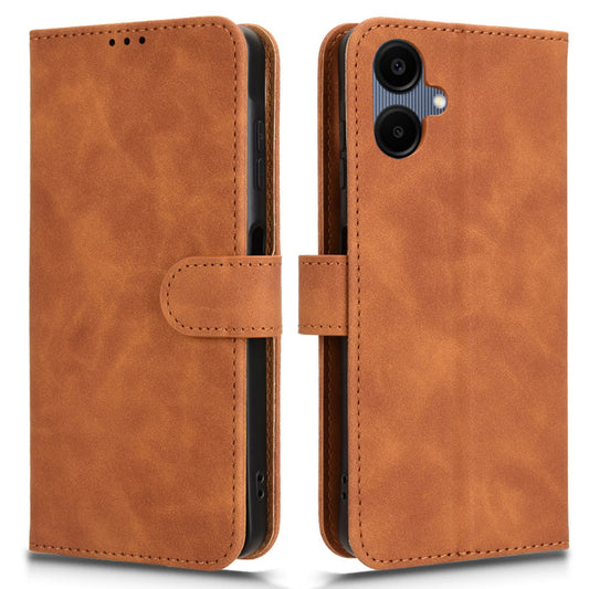 For Samsung Galaxy A06 Leather Case Skin-Feel Anti-Drop Wallet Flip Phone Cover - Brown