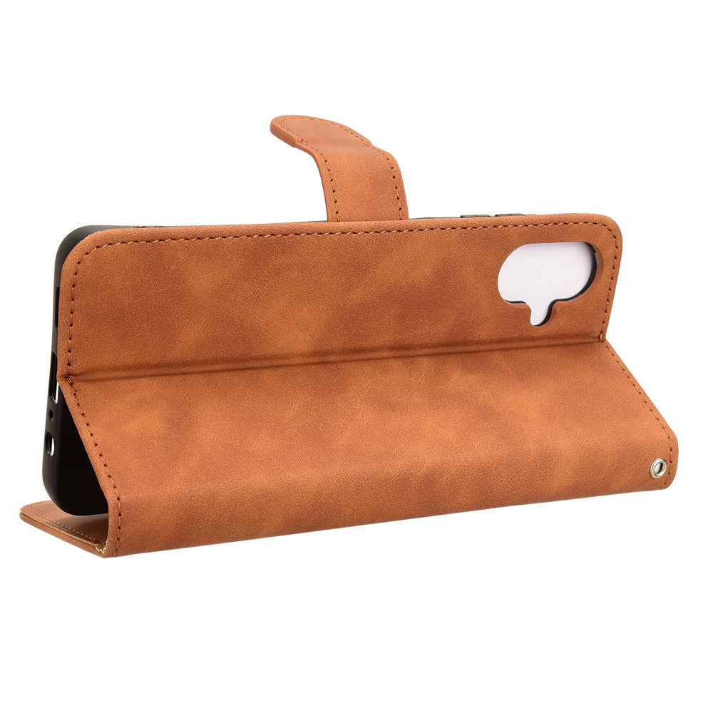 For Samsung Galaxy A06 Leather Case Skin-Feel Anti-Drop Wallet Flip Phone Cover - Brown