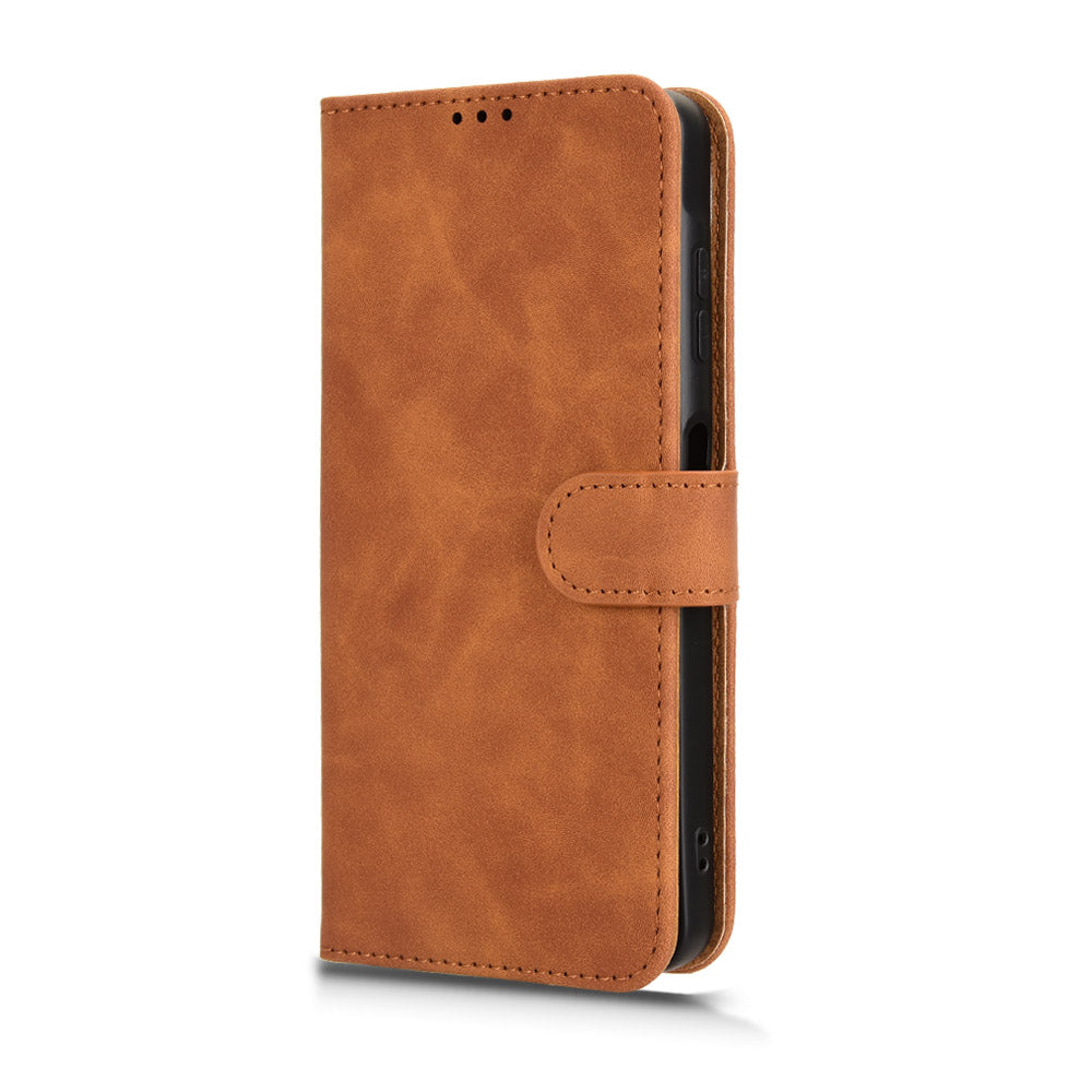 For Samsung Galaxy A06 Leather Case Skin-Feel Anti-Drop Wallet Flip Phone Cover - Brown