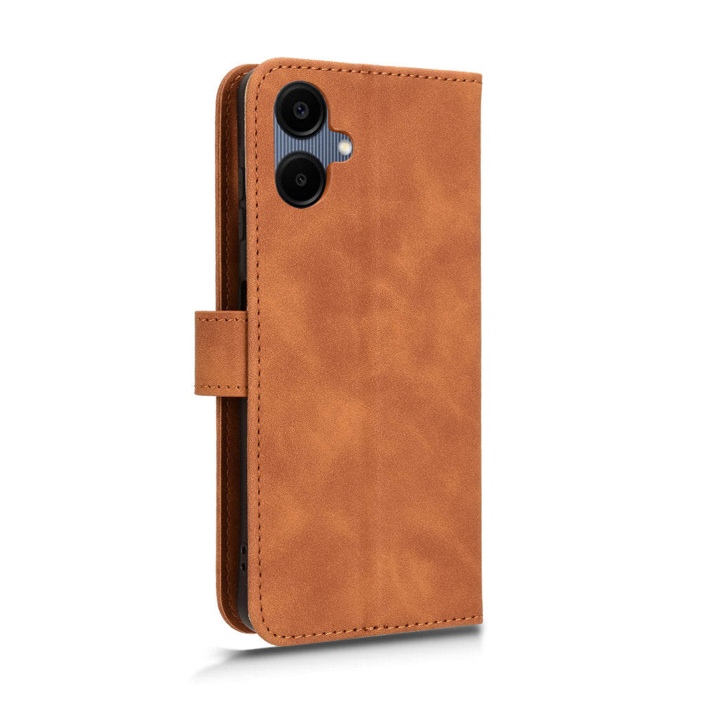 For Samsung Galaxy A06 Leather Case Skin-Feel Anti-Drop Wallet Flip Phone Cover - Brown