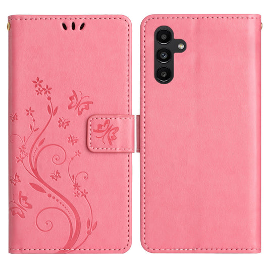 For Samsung Galaxy A16 5G / A16 4G Case PU Leather Phone Wallet Cover with Strap - Pink