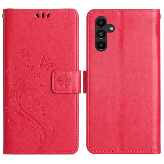 For Samsung Galaxy A16 5G / A16 4G Case PU Leather Phone Wallet Cover with Strap - Red