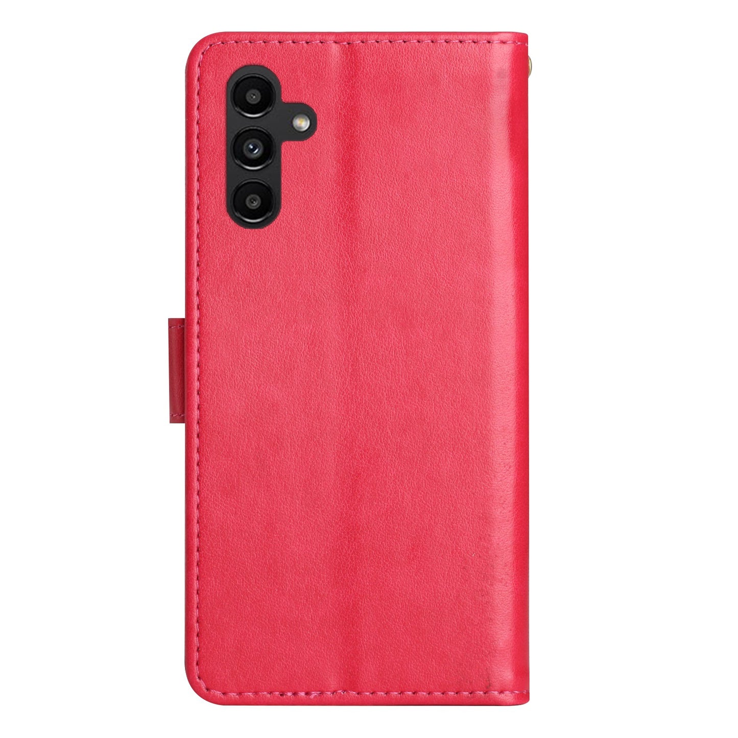 For Samsung Galaxy A16 5G / A16 4G Case PU Leather Phone Wallet Cover with Strap - Red