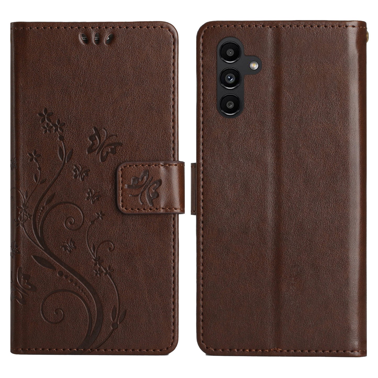 For Samsung Galaxy A16 5G / A16 4G Case PU Leather Phone Wallet Cover with Strap - Brown