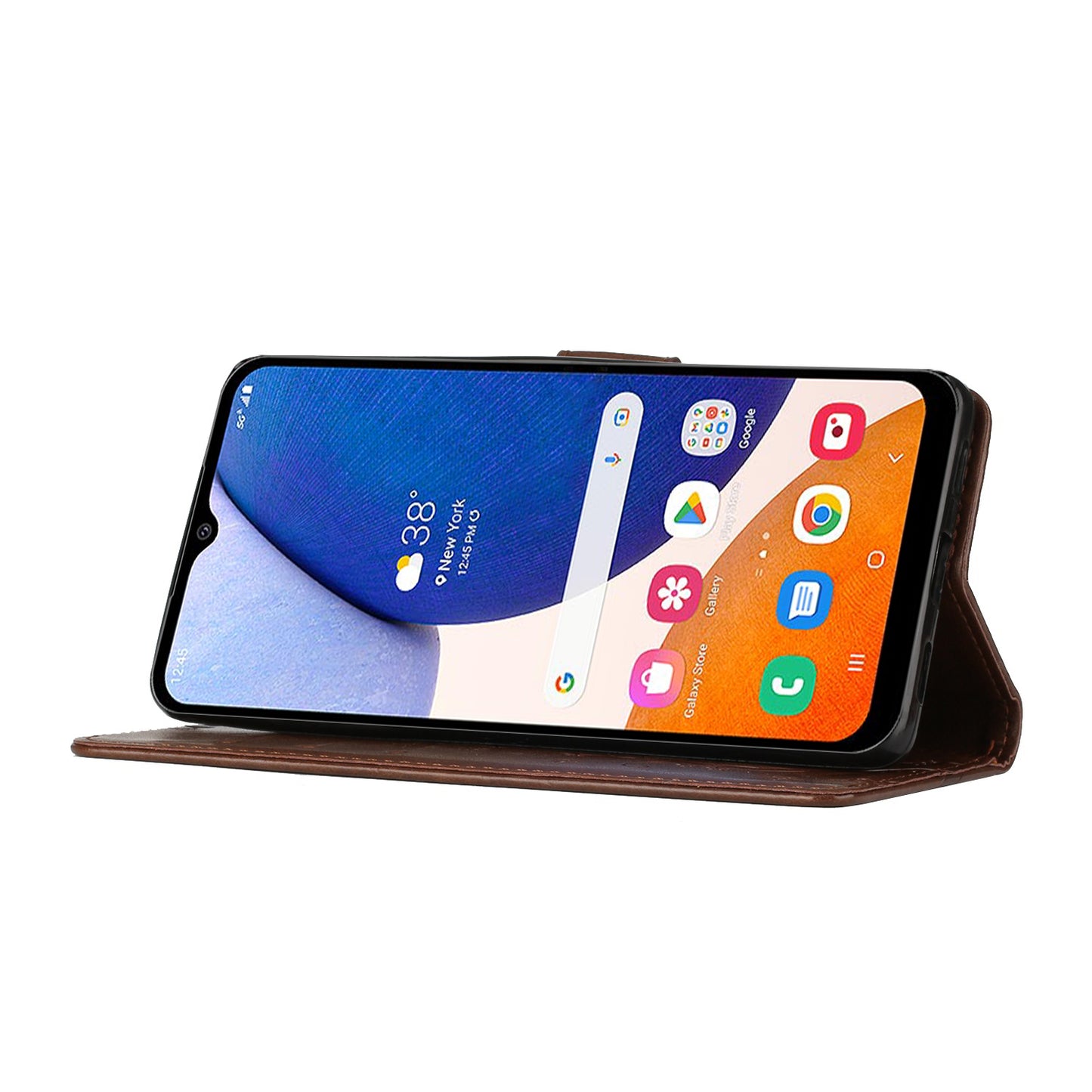 For Samsung Galaxy A16 5G / A16 4G Case PU Leather Phone Wallet Cover with Strap - Brown