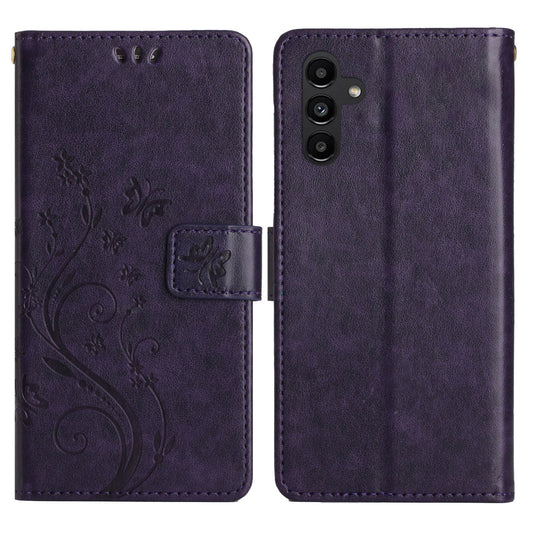 For Samsung Galaxy A16 5G / A16 4G Case PU Leather Phone Wallet Cover with Strap - Dark Purple