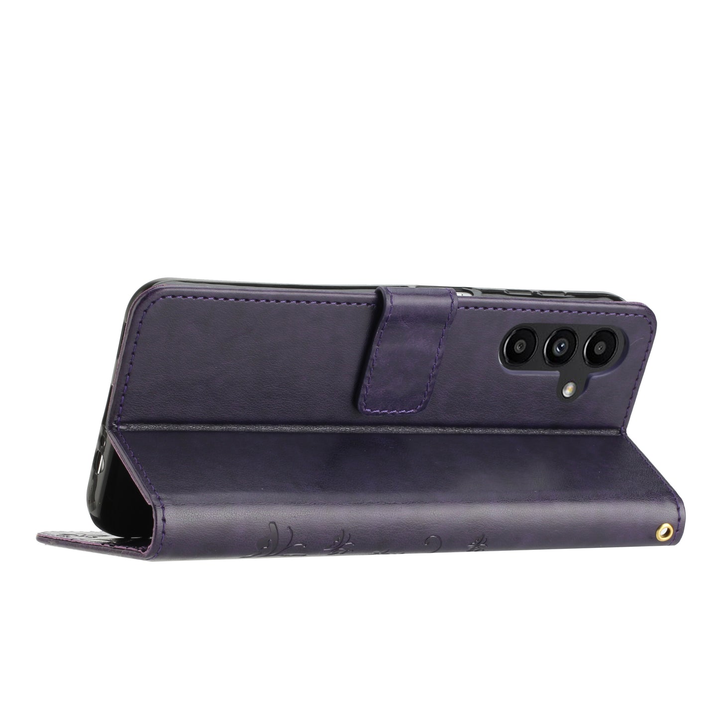 For Samsung Galaxy A16 5G / A16 4G Case PU Leather Phone Wallet Cover with Strap - Dark Purple