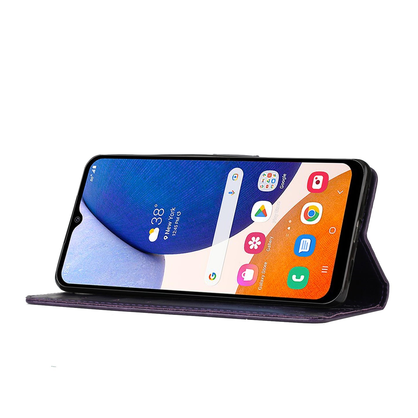 For Samsung Galaxy A16 5G / A16 4G Case PU Leather Phone Wallet Cover with Strap - Dark Purple