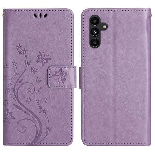 For Samsung Galaxy A16 5G / A16 4G Case PU Leather Phone Wallet Cover with Strap - Light Purple