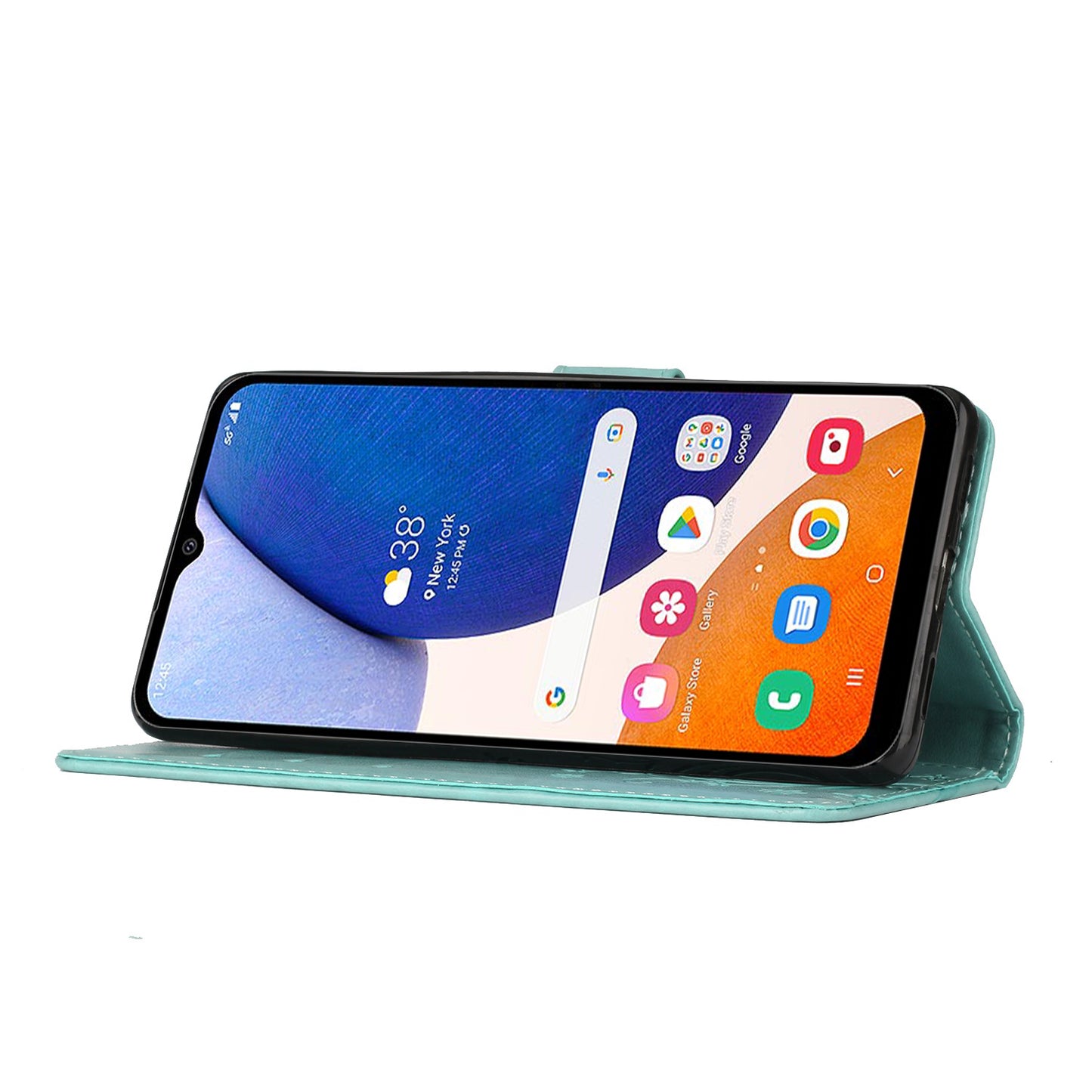 For Samsung Galaxy A16 5G / A16 4G Case PU Leather Phone Wallet Cover with Strap - Baby Blue