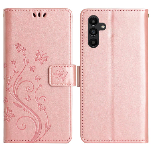 For Samsung Galaxy A16 5G / A16 4G Case PU Leather Phone Wallet Cover with Strap - Rose Gold