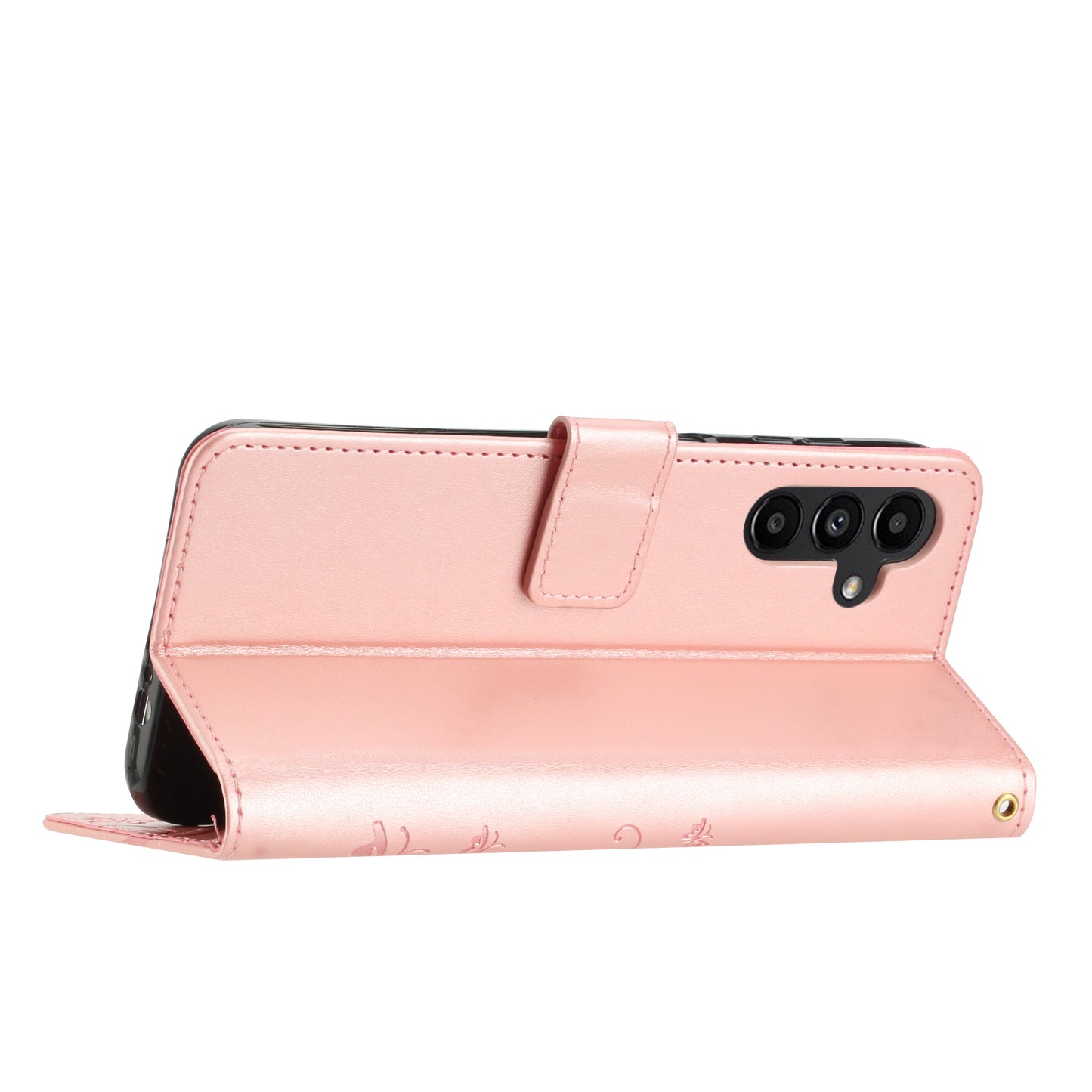 For Samsung Galaxy A16 5G / A16 4G Case PU Leather Phone Wallet Cover with Strap - Rose Gold