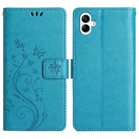 For Samsung Galaxy A06 Case PU Leather Phone Wallet Cover with Strap - Blue