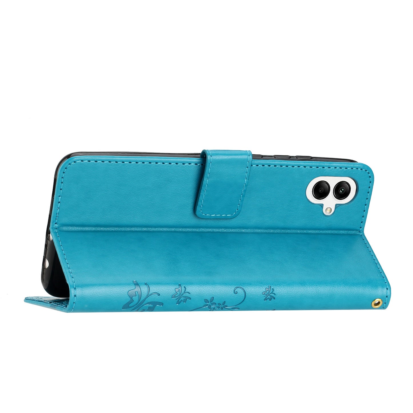 For Samsung Galaxy A06 Case PU Leather Phone Wallet Cover with Strap - Blue