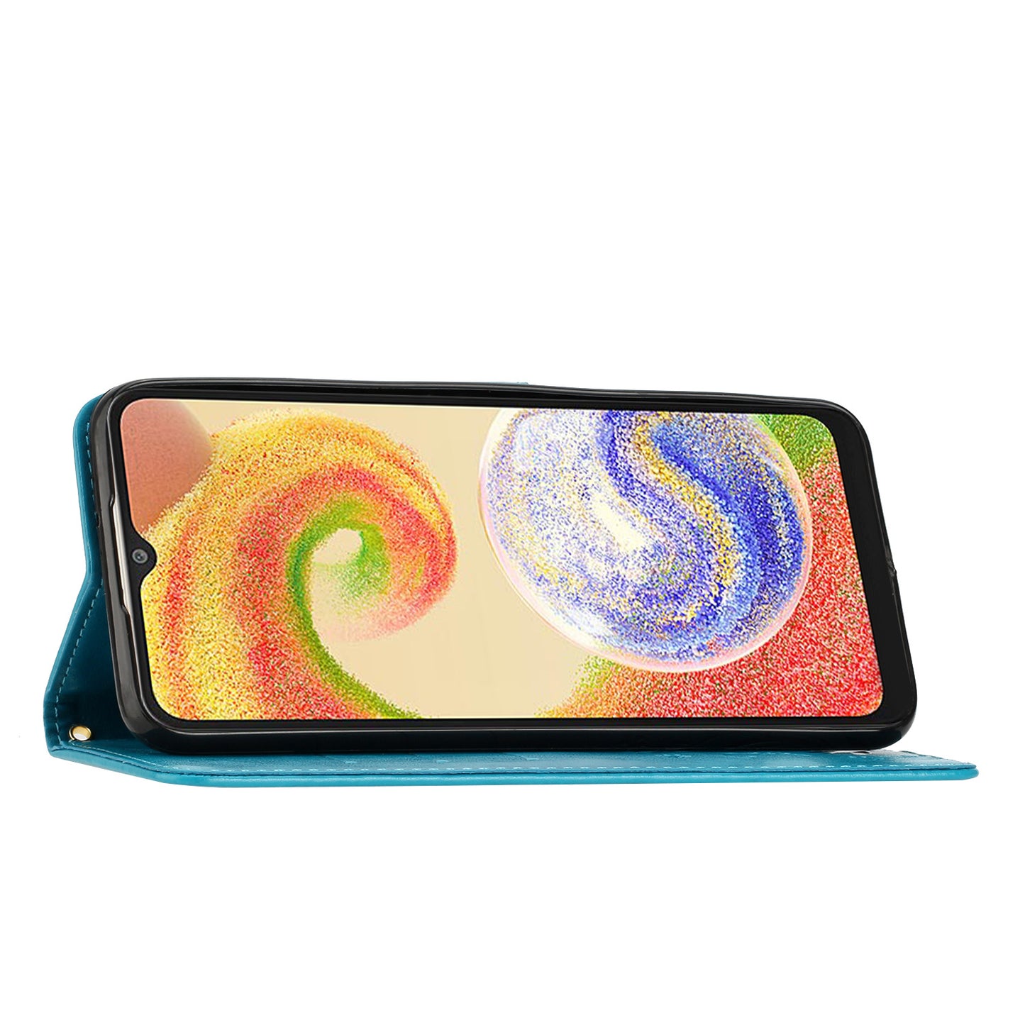 For Samsung Galaxy A06 Case PU Leather Phone Wallet Cover with Strap - Blue