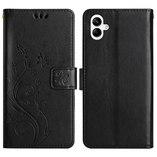 For Samsung Galaxy A06 Case PU Leather Phone Wallet Cover with Strap - Black