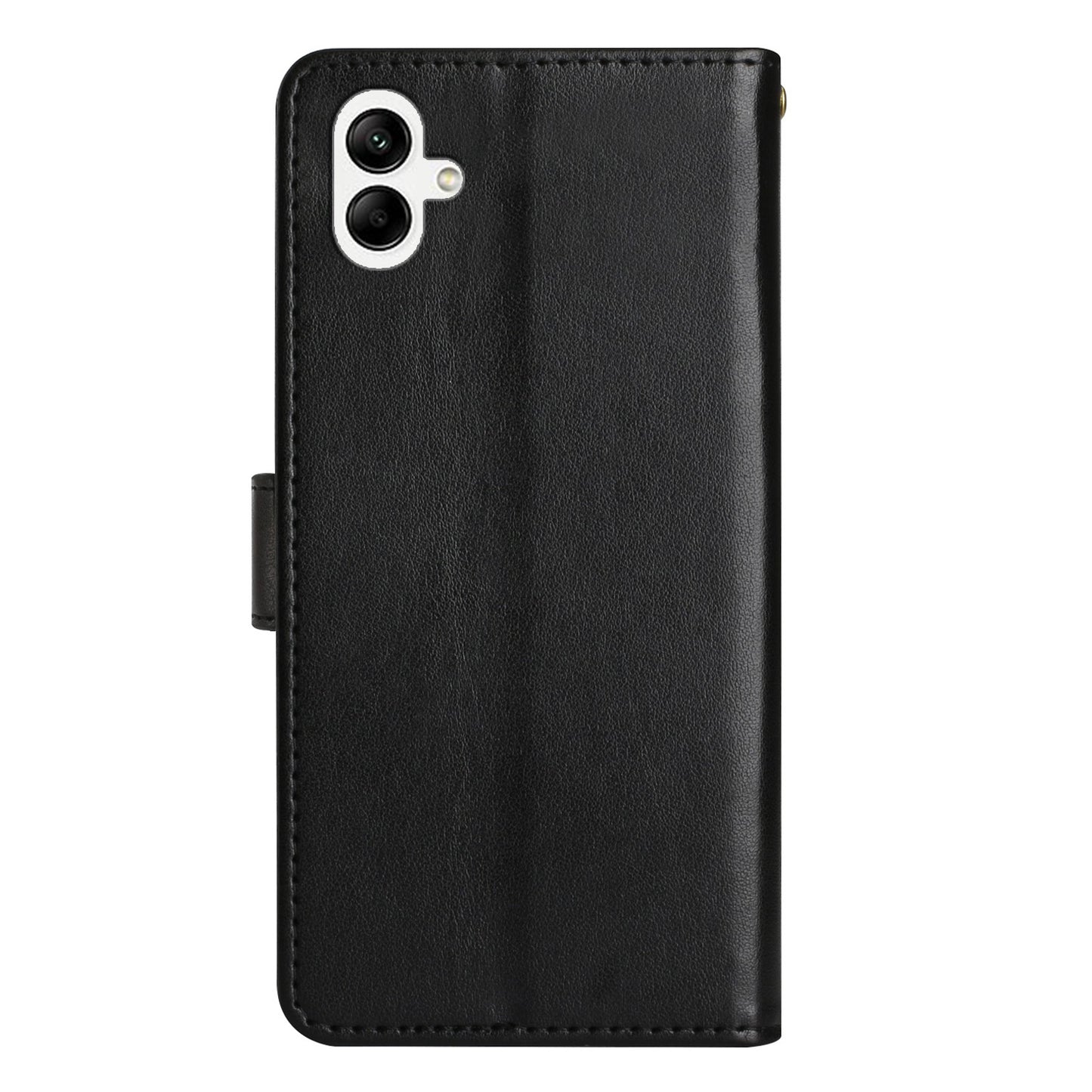 For Samsung Galaxy A06 Case PU Leather Phone Wallet Cover with Strap - Black