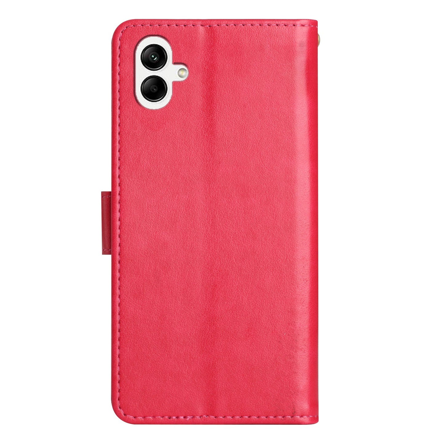 For Samsung Galaxy A06 Case PU Leather Phone Wallet Cover with Strap - Red