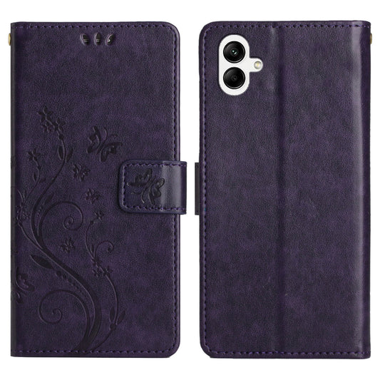 For Samsung Galaxy A06 Case PU Leather Phone Wallet Cover with Strap - Dark Purple