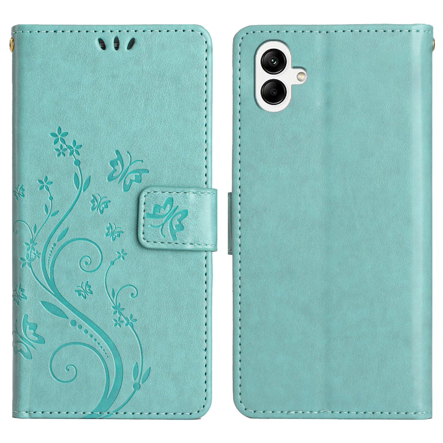 For Samsung Galaxy A06 Case PU Leather Phone Wallet Cover with Strap - Baby Blue