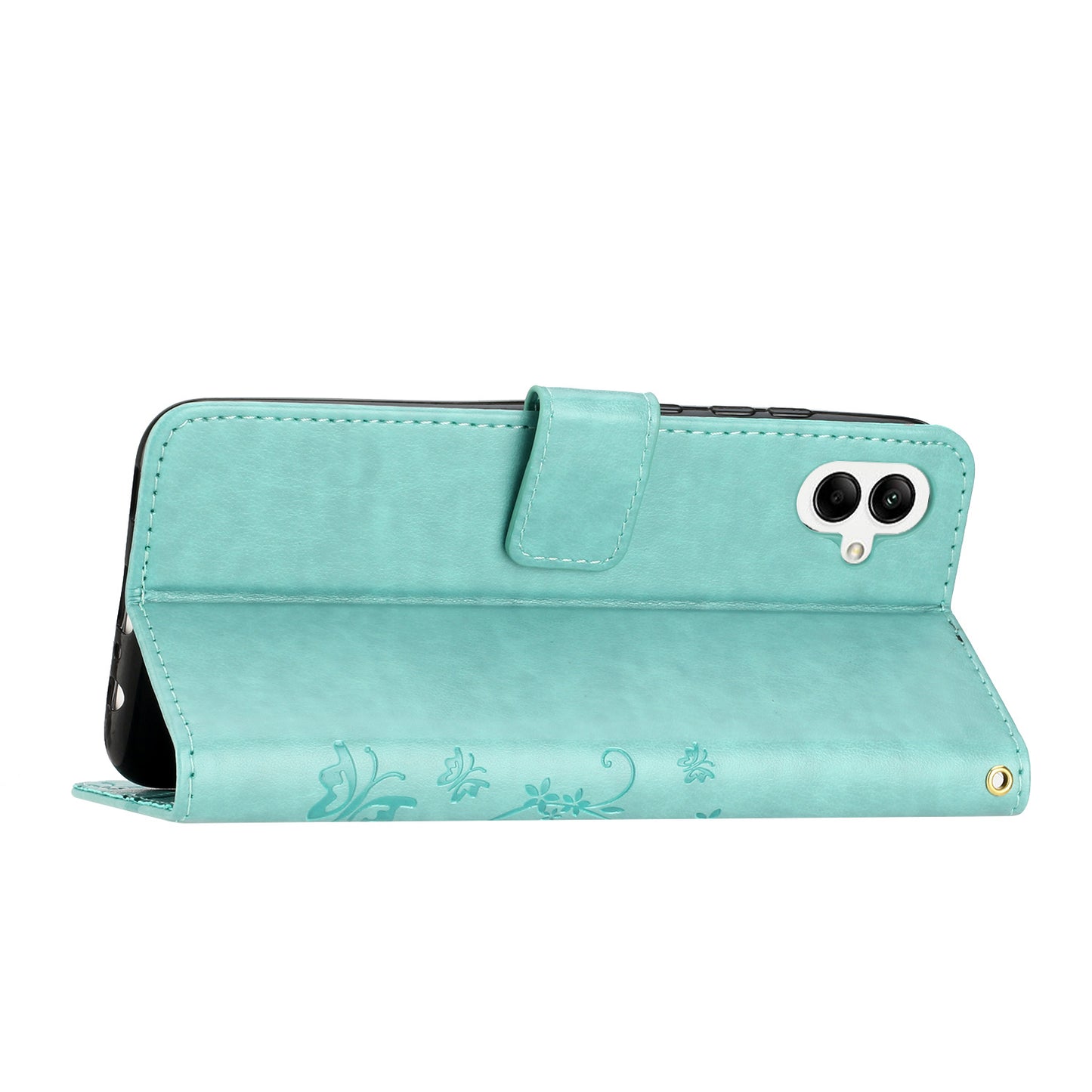 For Samsung Galaxy A06 Case PU Leather Phone Wallet Cover with Strap - Baby Blue