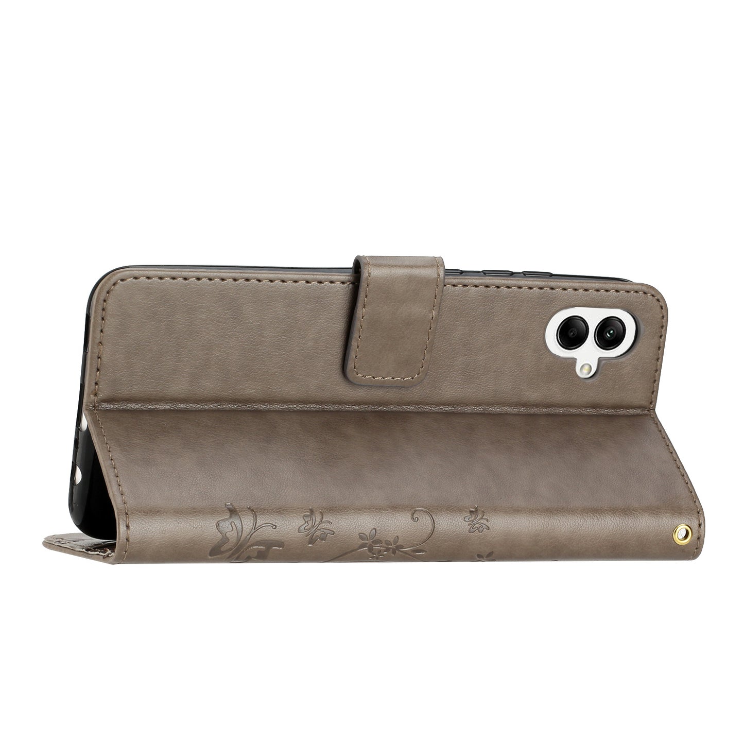 For Samsung Galaxy A06 Case PU Leather Phone Wallet Cover with Strap - Grey