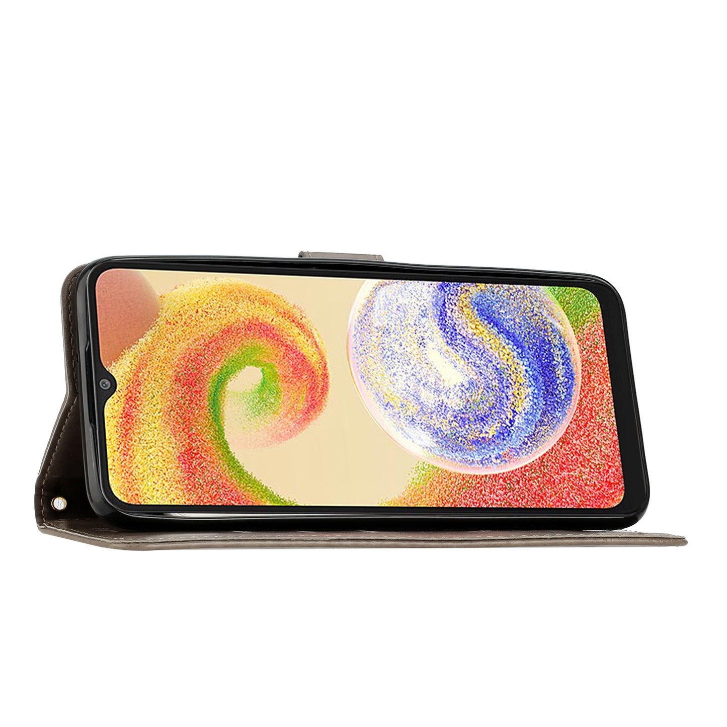 For Samsung Galaxy A06 Case PU Leather Phone Wallet Cover with Strap - Grey