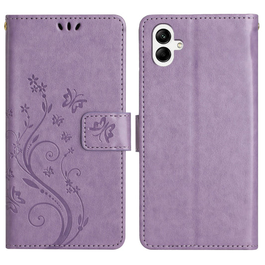 For Samsung Galaxy A06 Case PU Leather Phone Wallet Cover with Strap - Light Purple