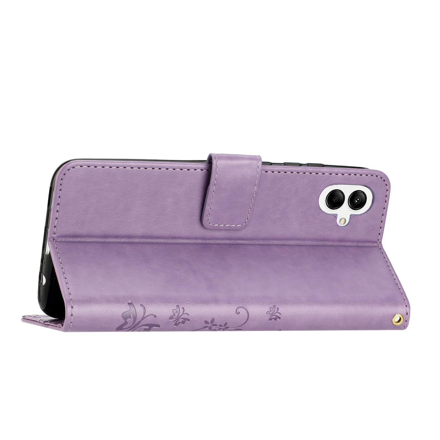 For Samsung Galaxy A06 Case PU Leather Phone Wallet Cover with Strap - Light Purple