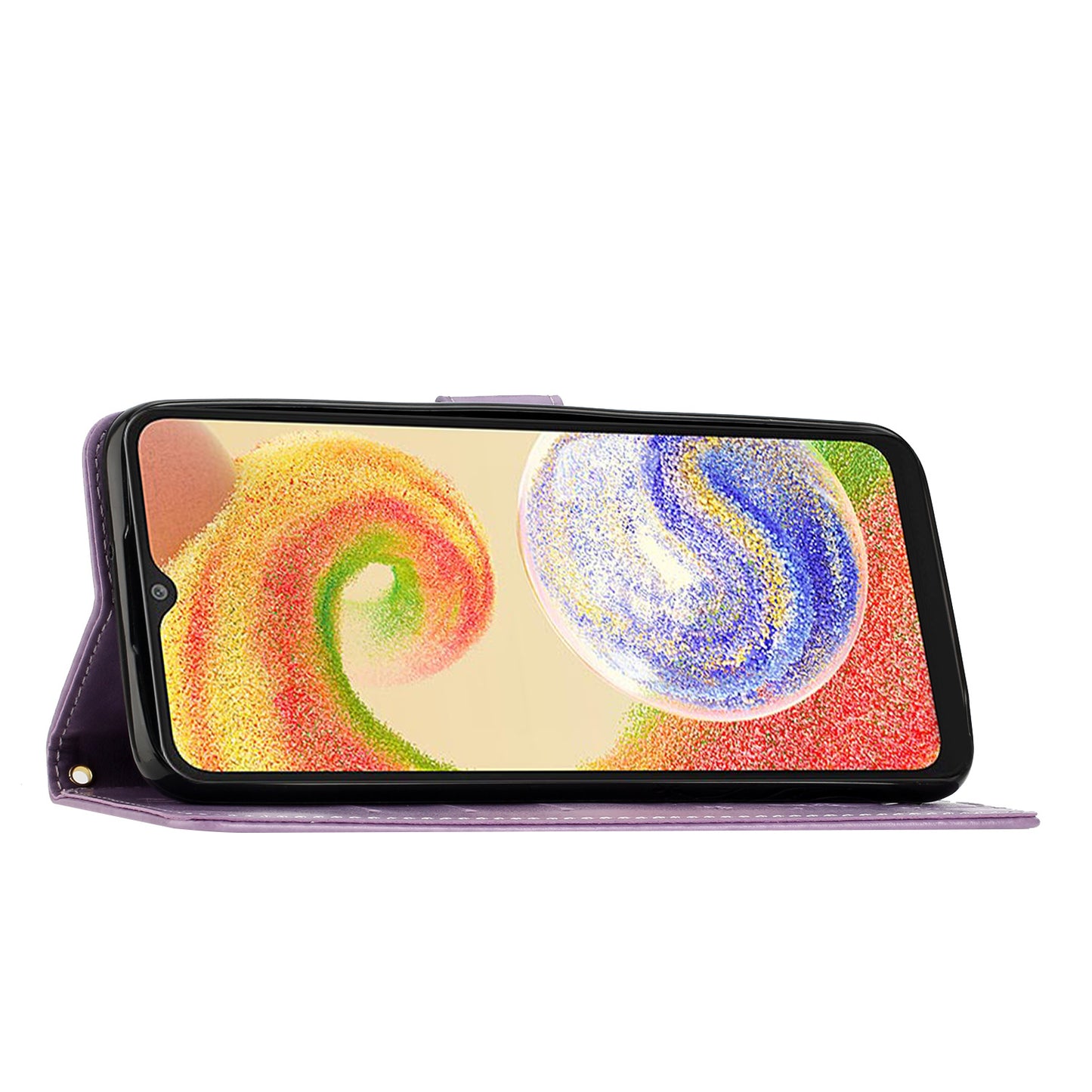 For Samsung Galaxy A06 Case PU Leather Phone Wallet Cover with Strap - Light Purple