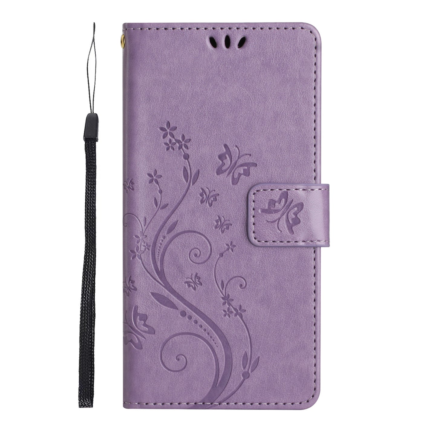 For Samsung Galaxy A06 Case PU Leather Phone Wallet Cover with Strap - Light Purple