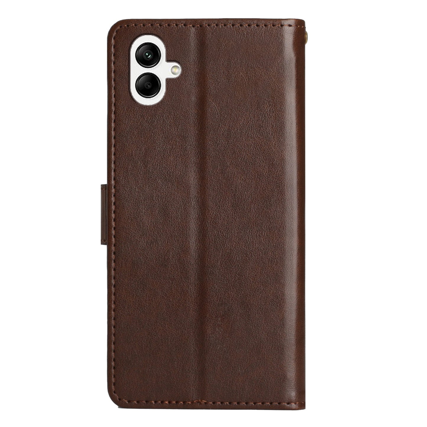 For Samsung Galaxy A06 Case PU Leather Phone Wallet Cover with Strap - Brown
