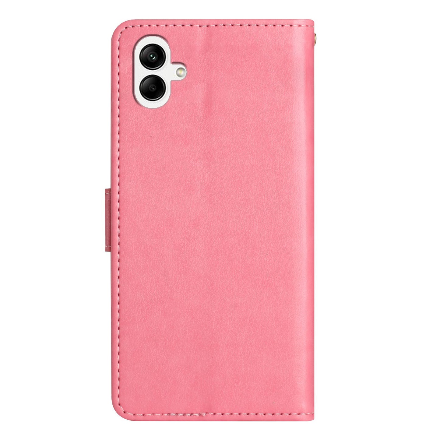 For Samsung Galaxy A06 Case PU Leather Phone Wallet Cover with Strap - Pink