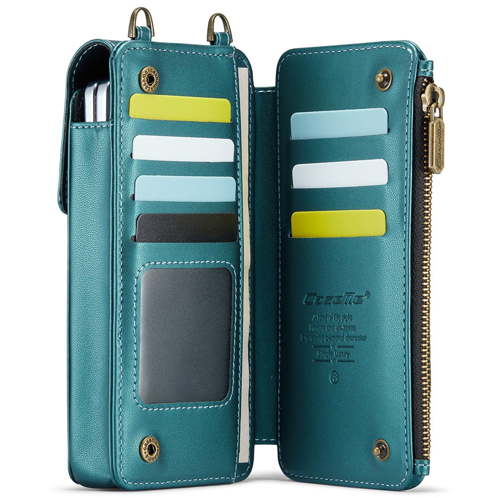 CASEME ME50 Phone Shoulder Bag for Samsung Galaxy Z Fold7 5G / Z Fold6 5G / Z Fold5 5G / Z Fold4 5G / Z Fold3 5G RFID Blocking Leather Pouch - Blue