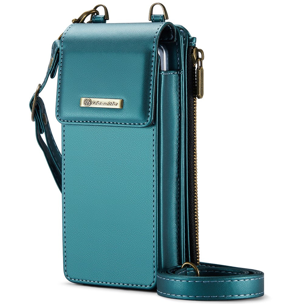 CASEME ME50 Phone Shoulder Bag for Samsung Galaxy Z Fold7 5G / Z Fold6 5G / Z Fold5 5G / Z Fold4 5G / Z Fold3 5G RFID Blocking Leather Pouch - Blue