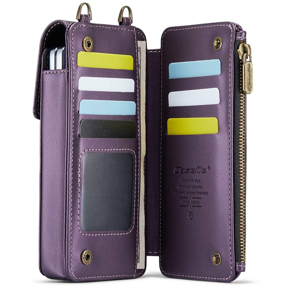 CASEME ME50 Phone Shoulder Bag for Samsung Galaxy Z Fold7 5G / Z Fold6 5G / Z Fold5 5G / Z Fold4 5G / Z Fold3 5G RFID Blocking Leather Pouch - Purple